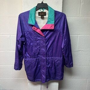 Eddie Bauer Purple and Teal Windbreaker Jacket. Size M